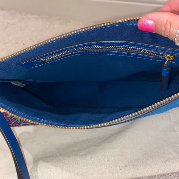 Tory Burch Blue Velvet Floral Chain Shoulder Bag Royal blue, Tory Burch velvet handbag